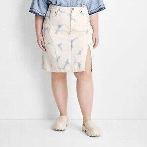 Future Collective Bleached Denim Midi Skirt